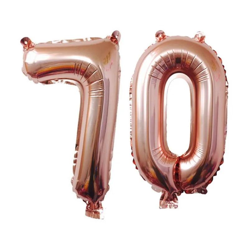 32 Zoll Gold Silber Zahlen Folienballons 10 20 30 40 50 60 70 80 90 Jahre Alt Kind Erwachsener Geburtstag Jubiläum Party Dekoration
