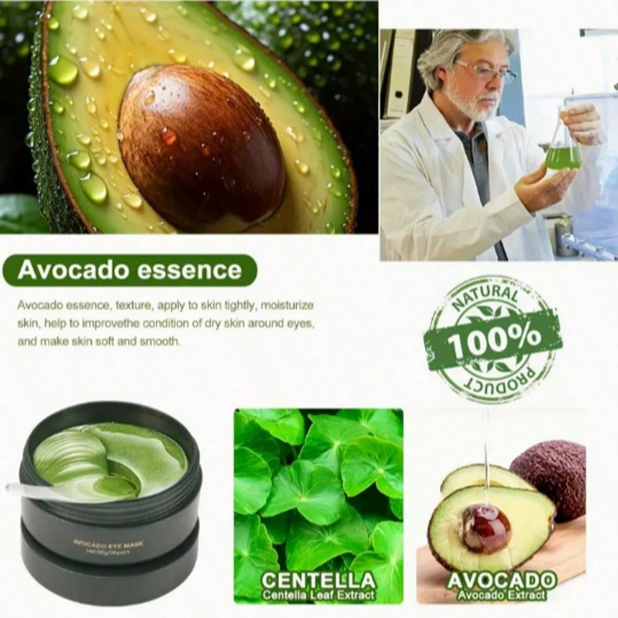 1pc Avocado Moisturizing Eye Mask, Nourishing Crystal Gel Eye Patches, Helps Firm And Repair Eye Are