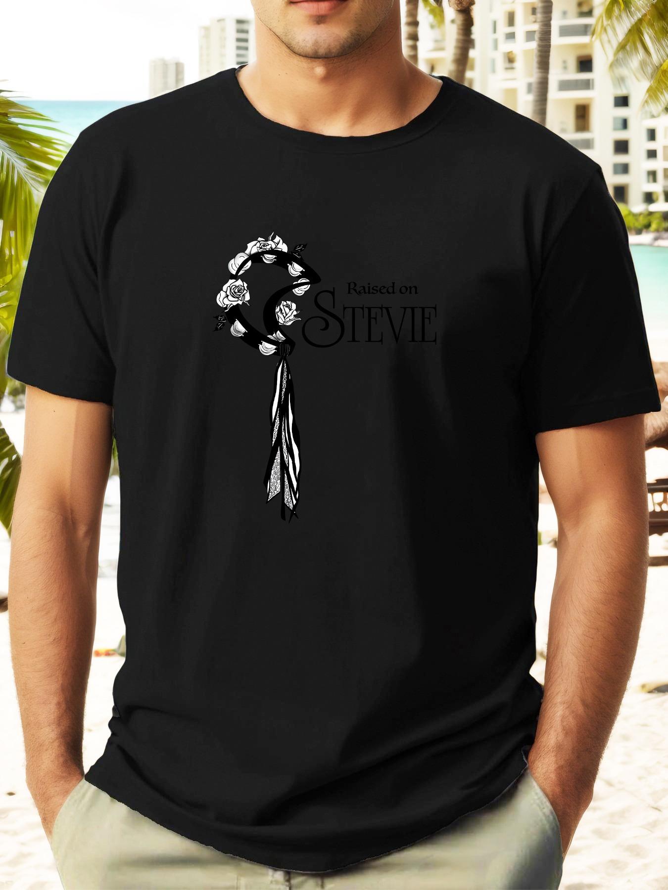 Raised on Stevie Graphic Tee - Yellow Casual Cotton T-shirt with Floral & Guitar Print S