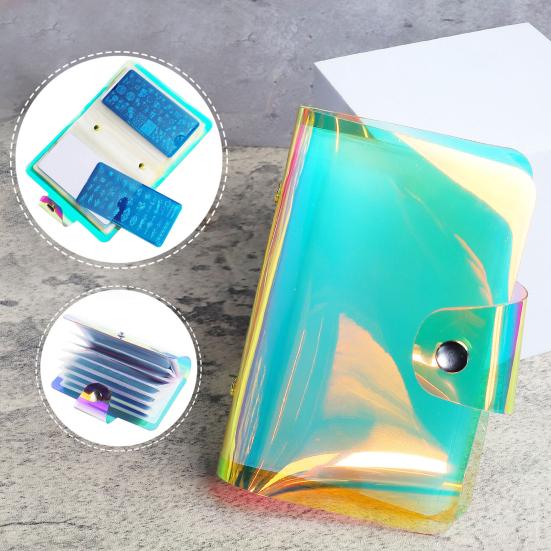 Nail Template Container Transparent Multi-slots Design Waterproof Space-saving PET Rectangle Nail Art Stamping Templates Storage Bag