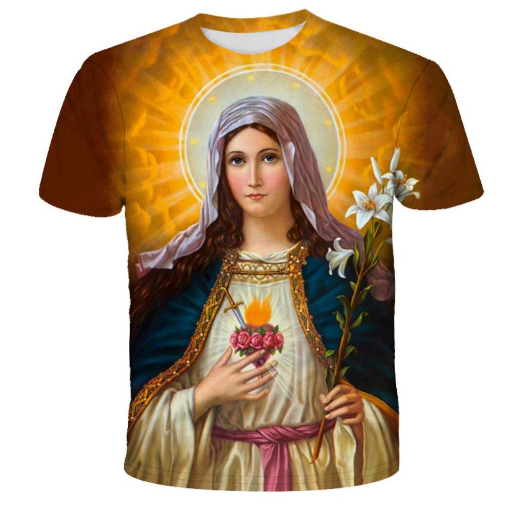 Camiseta 3DT Estampa Digital Cruz de Jesus Casual Gola Redonda Manga Curta Masculina