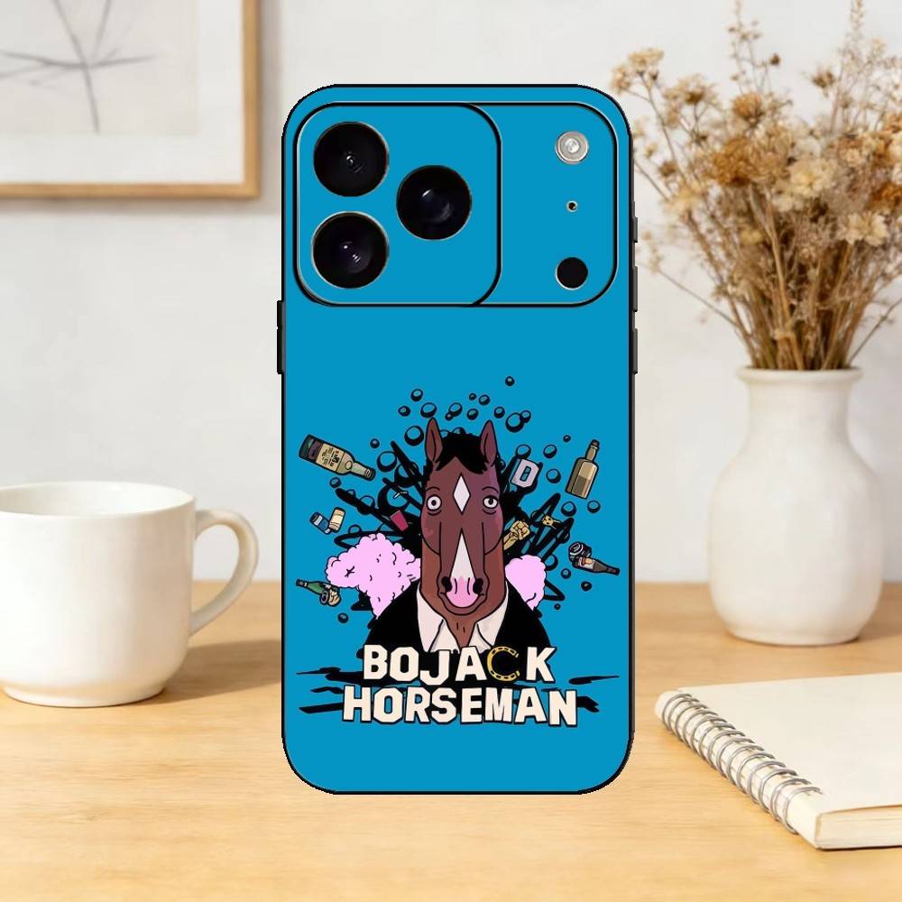 BoJack Horseman Phone Case For iPhone 17,16,15,14,13,12,11 Plus,Pro Max,SE4Soft Silicone Black Cover
