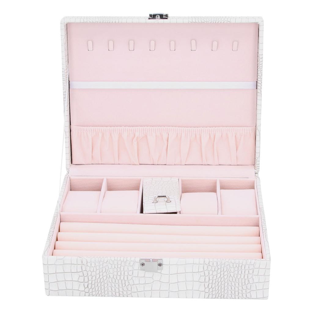 Białe pudełko z wielowarstwową biżuterią ze sztucznej skóry Przenośne pudełko do pakowania do zbierania