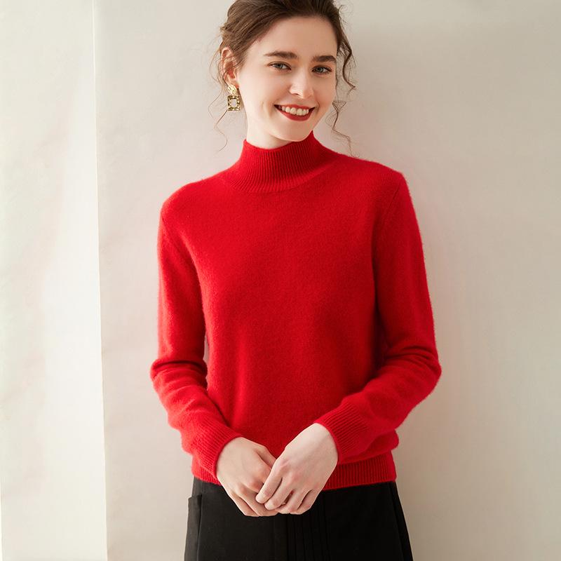 Autumn & Winter Women's Cashmere High-Neck Thick Knit Slim Pullover Sweater