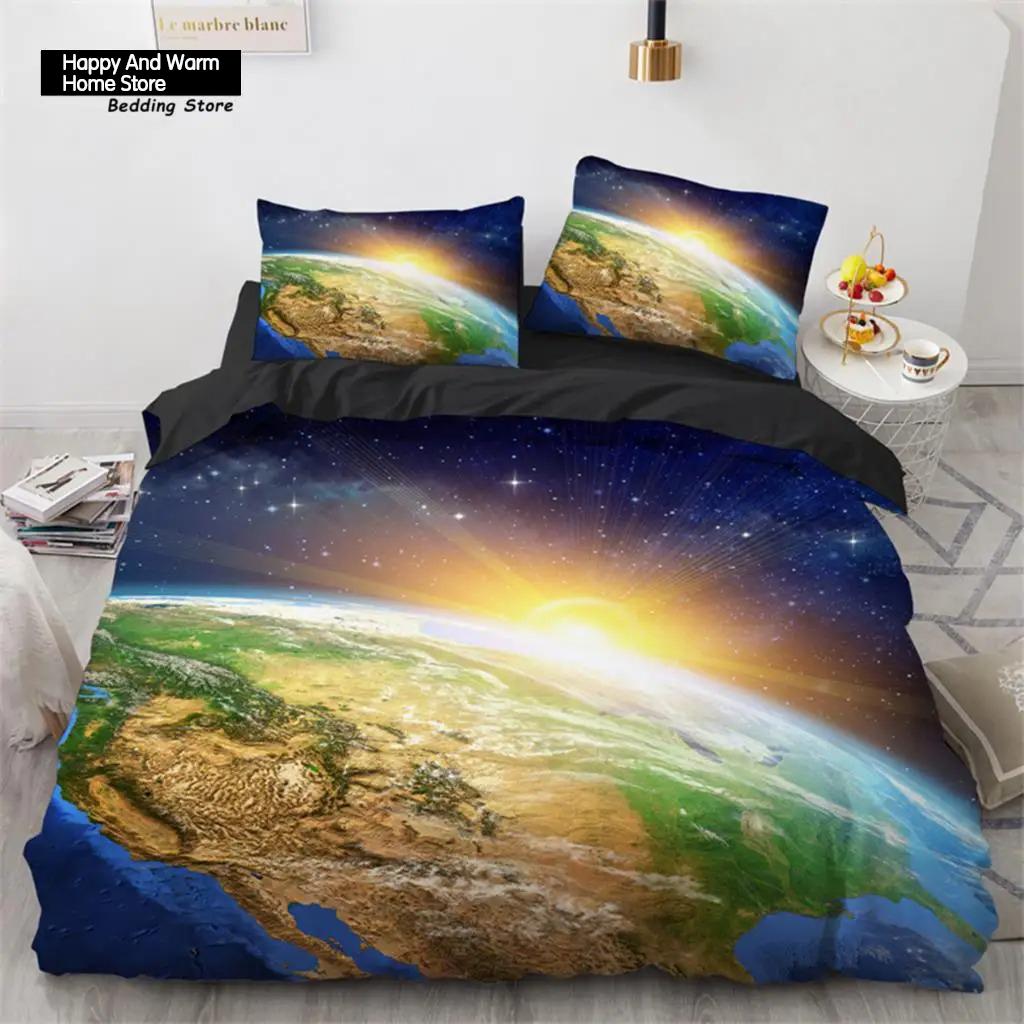 Galaxy Duvet Cover Twin King Size For Teens Boys Starry Sky Bedding Set Microfiber Outer Space Theme Decor Comforter Cover