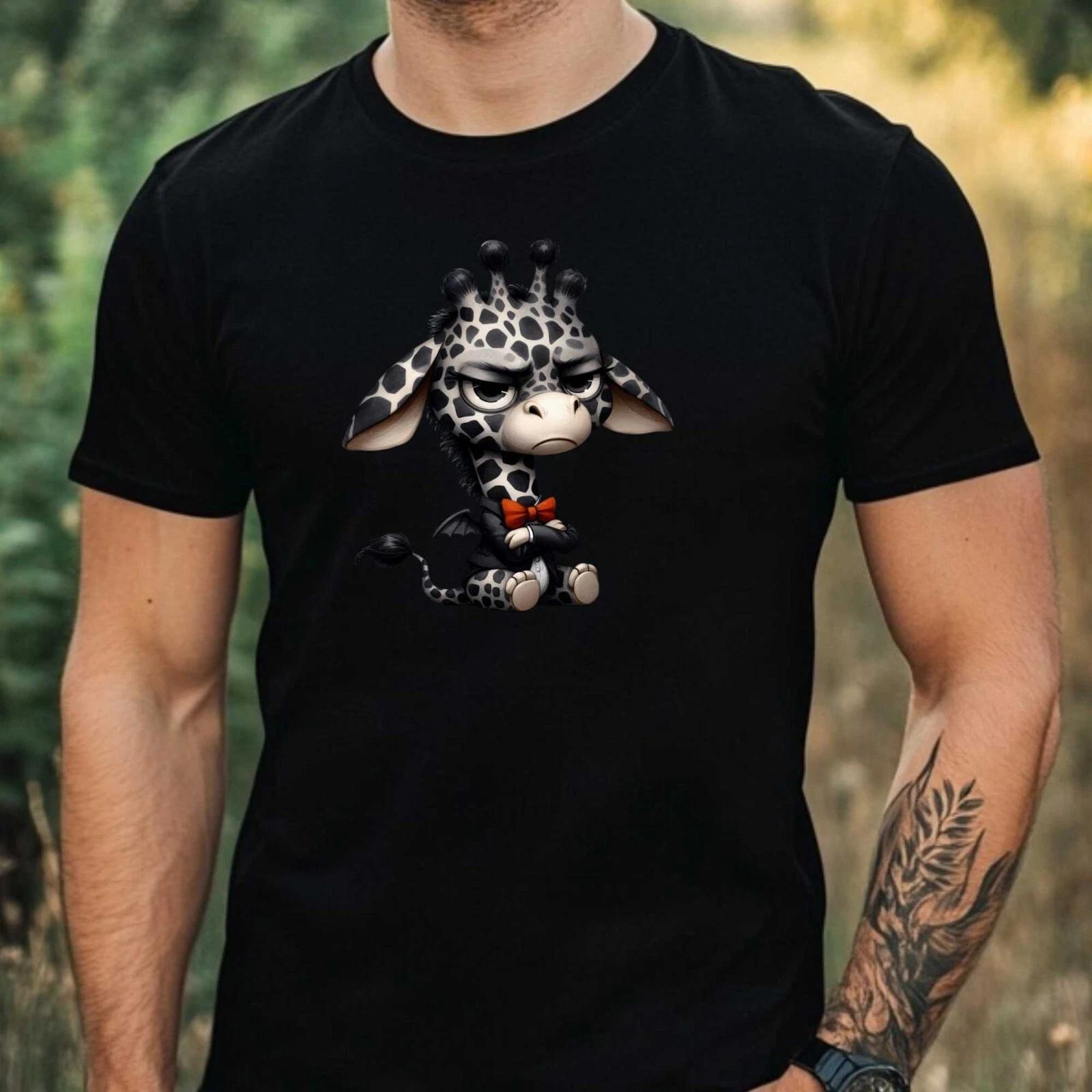 T-Shirt Herren Lustige Mürrische Giraffe Motiv Baumwolle Größe XS bis 5XL XXL