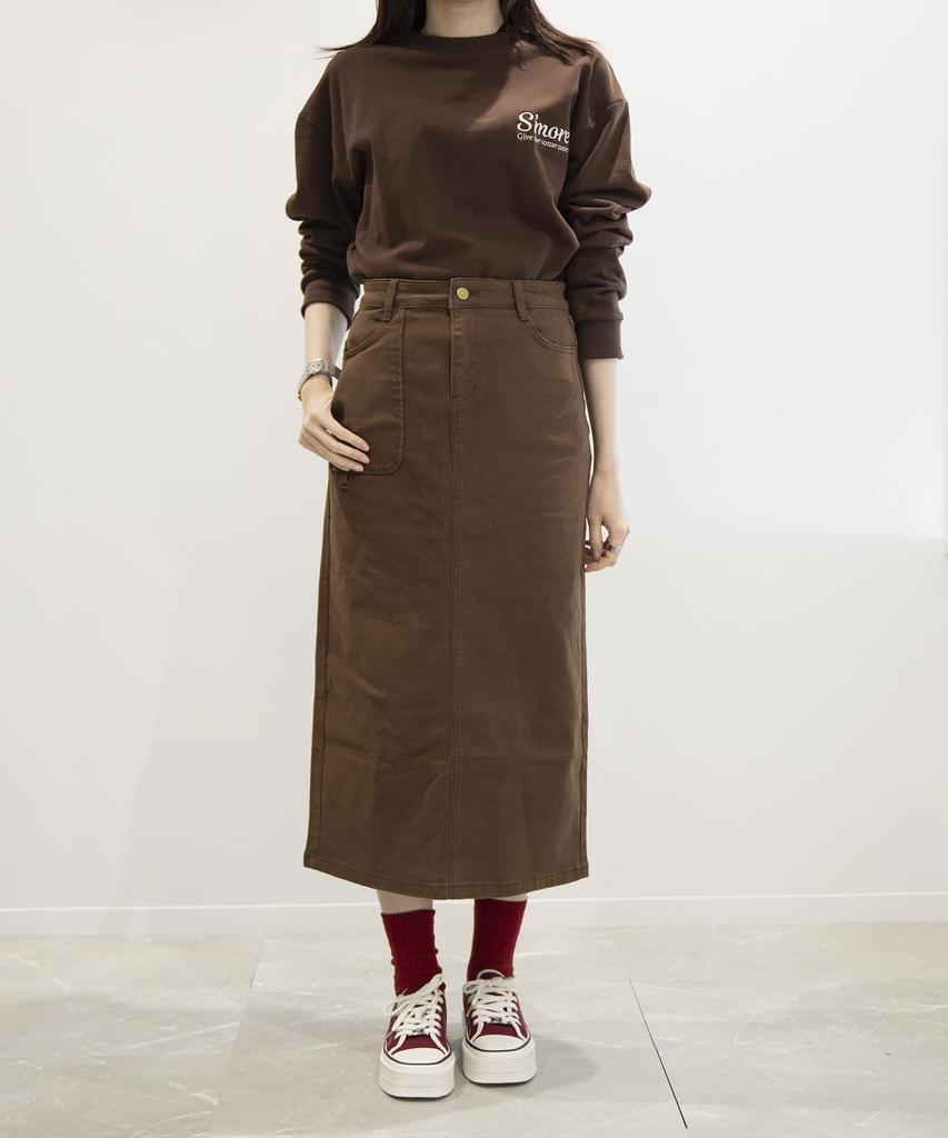 Stretch Long Denim smoAsldeska S'more Skirt, (Brown, L)