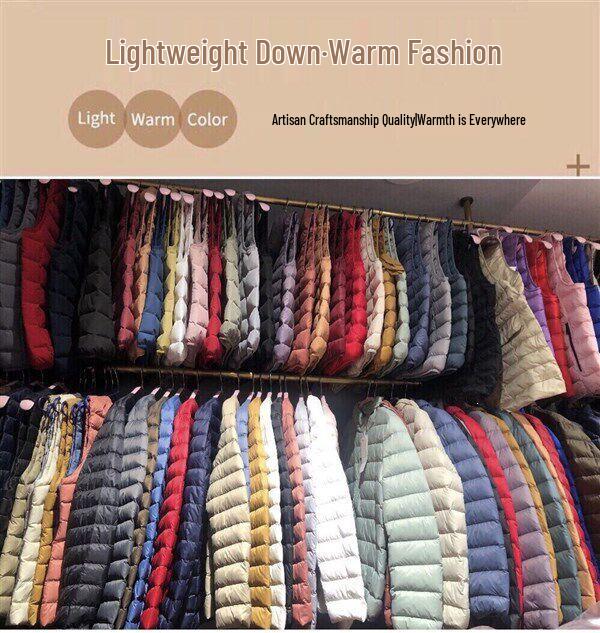 Ultra-light 90 White Duck Down Jacket, Round Neck, Lightweight, for Middle and Older Boys & Girls - Essential Warm School Uniform Layer.