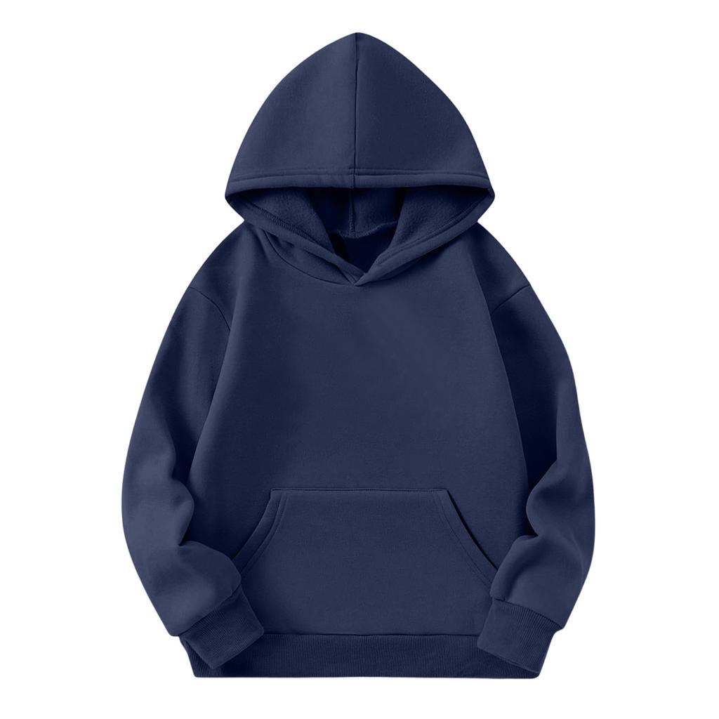 Kids Long Sleeve Loose Fit Pullover Hoodie - Casual Unisex Sweatshirt for Boys and Girls