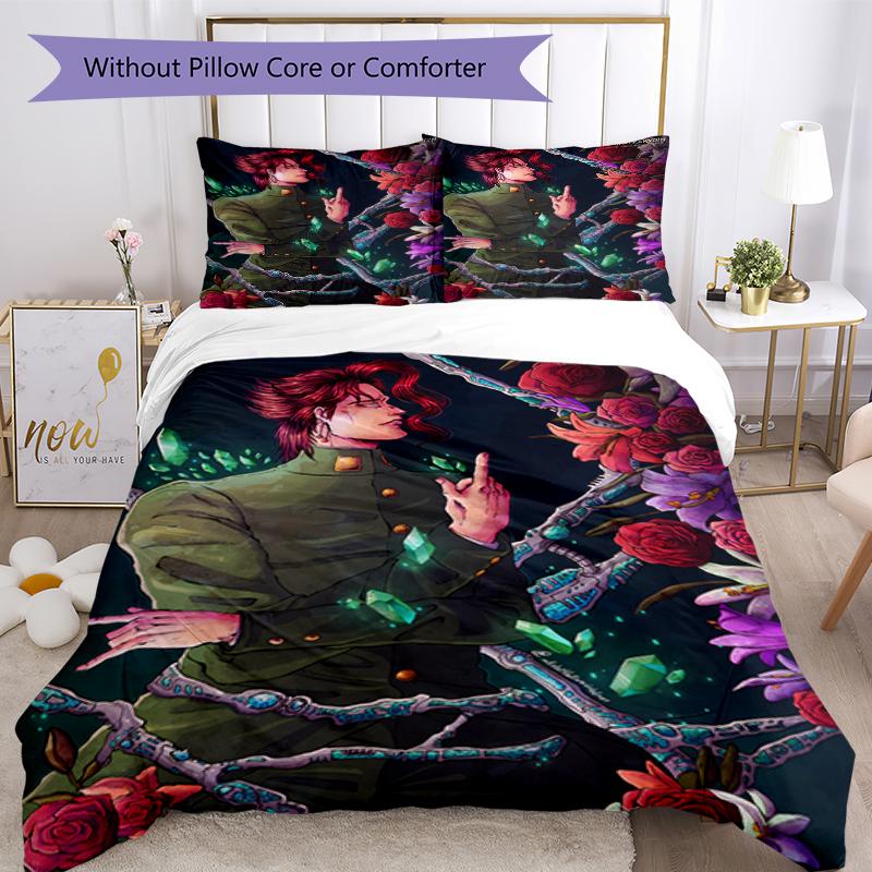 3pcs JoJo's Bizarre Adventure Pattern Bedding Set Duvet Cover Set Includes Duvet Cover &pillowcases, Perfect All Season Bedroom Decoration & Gift