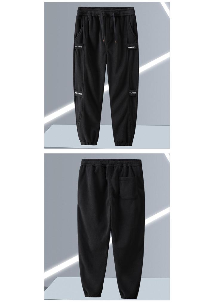 Men's Plus Size Double-Sided Fleece Sherpa Sweatpants, Thickened, Loose Fit, Cuffed, for Autumn/Winter