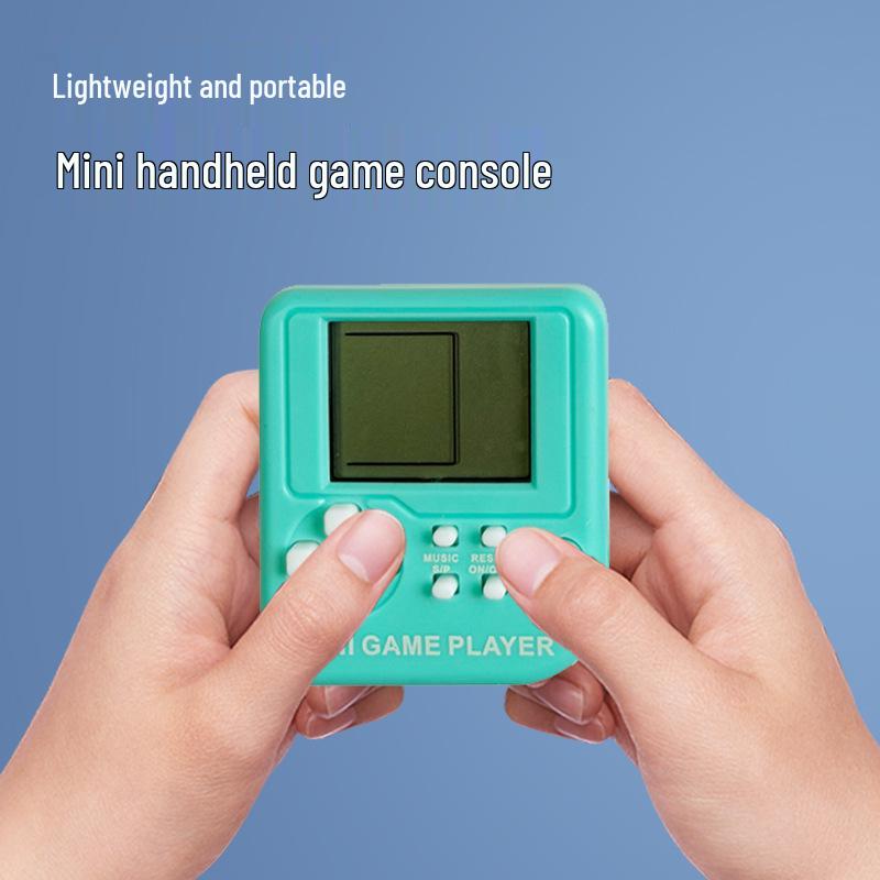 Retro Cube Mini Game Keychain: Handheld Tetris & Tank Game Console
