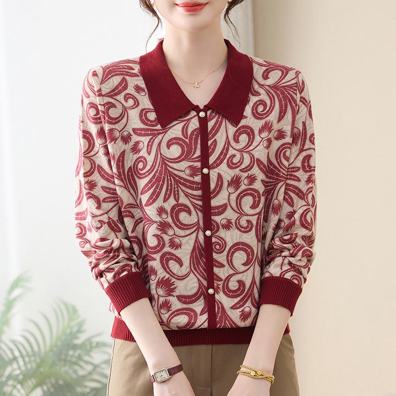 Women's Knit Wool Cardigan - Casual Wear for Middle-aged and Elderly Mothers