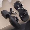 Sandals women's new summer versatile thick heel student fashion straps fairy style shoes