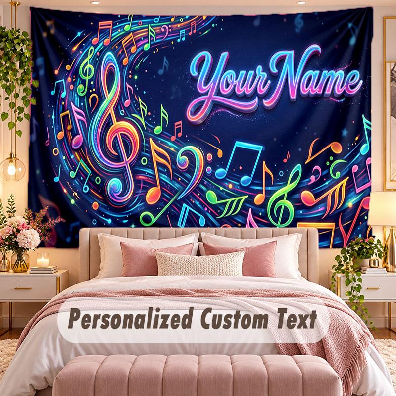 Music General (428) Theme Wall Tapestry Customized With Name Text Personalized Hanging Tapestry For Bedroom Living Room Decor