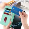 Applicable to iPhone16 mobile phone leather case 17Pro lychee pattern flip magnetic card holder portable rope 14plus