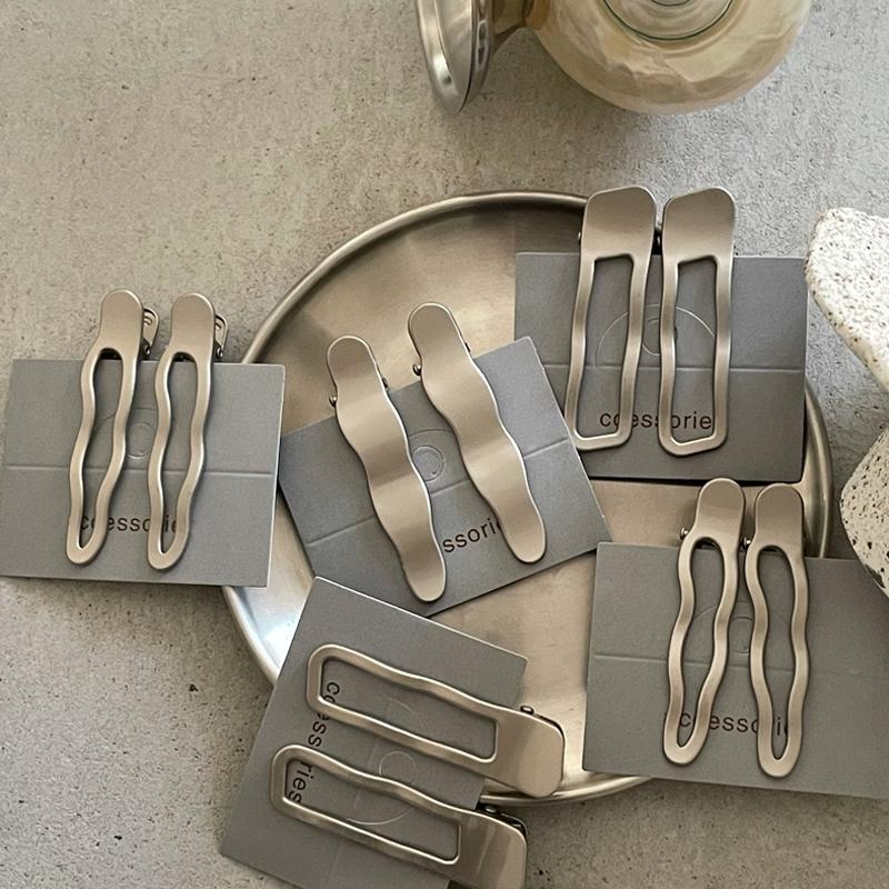 2 Stück Mädchen Haarspangen Silber Metall Entenschnabelklemme Frauen Haarspangen Seitlicher Pony Weiblich Damen Haarspangen Haaraccessoires