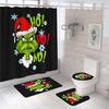 Bathroom Shower Curtain Four-Piece Green Hair Monster Christmas Green Waterproof Shower Curtain Toilet Partition Curtain Bath Mat