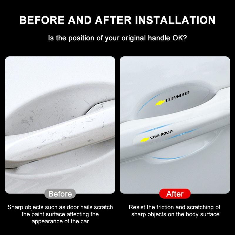 8 Stück Transparente Auto-Türgriffschale Kratzfester Schutzaufkleber für Chevrolet Cruze Equinox Captiva Trax Malibu Tahoe Impala Sonic