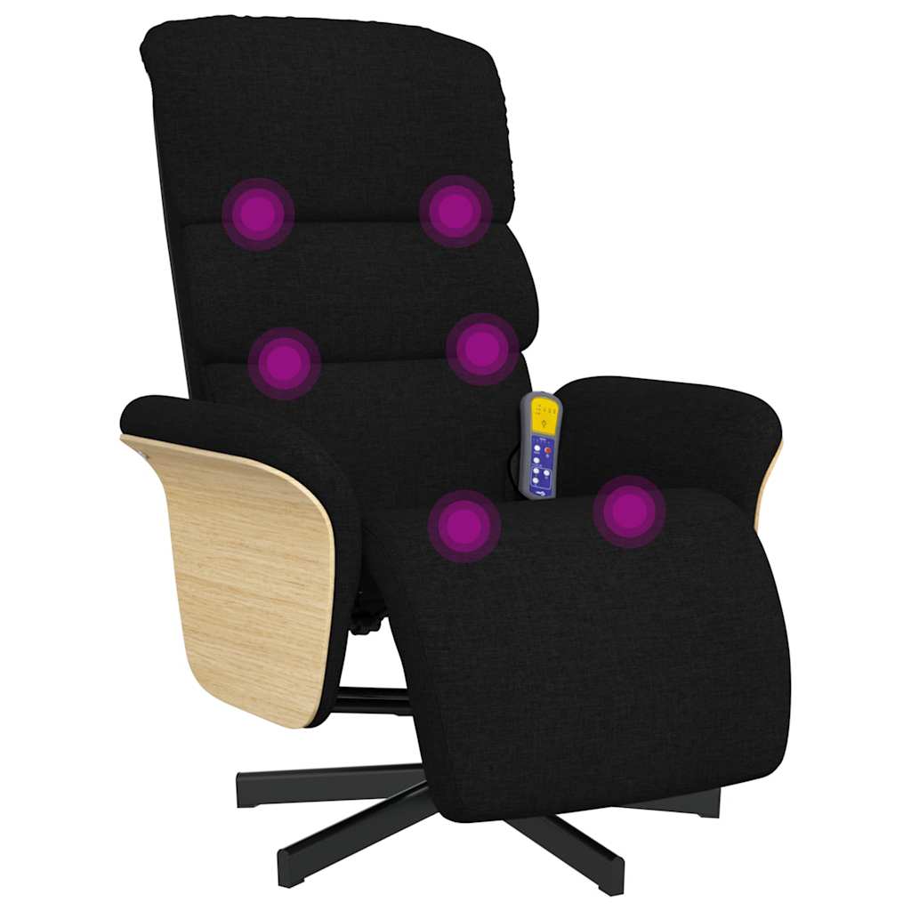 Massage Chair with Footrest Black Fabric