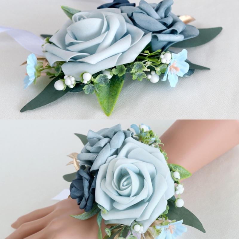 5Pcs Rose Wrist Corsages Wristband for Bridal and Bridesmaid, Wrist Corsages for Wedding Ceremony Anniversary Proms