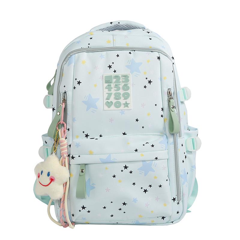 Cute Star-Print Nylon Backpack – Stylish & Lightweight School Bag for Girls, Teens, and Women