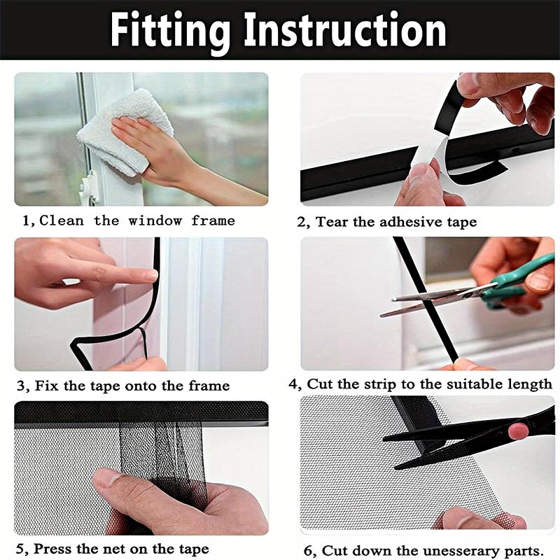 1PC Removable Magnetic Fly Screen for Windows No-Tools Adjustable Window Bug Barrier