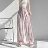 Spring Summer Retro Ice Silk Tie Dye Wide Leg Pants for Women Loose Straight Casual Leg Women's Pants