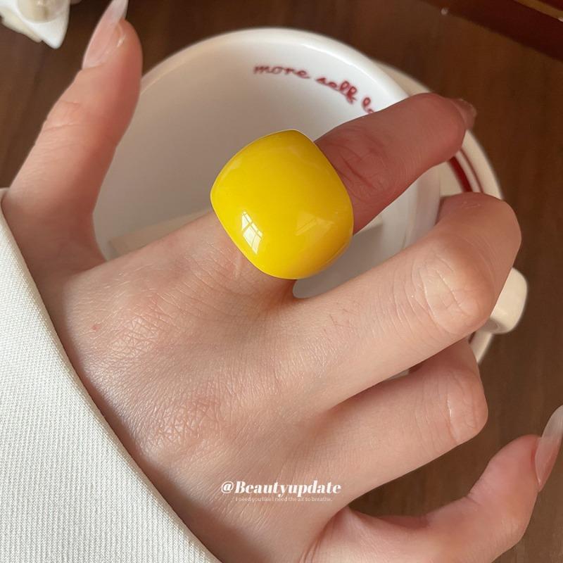 Anello ovale geometrico in resina dopaminica - anello per dito indice fresco stile mori girl