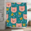 Cat Print Shower Curtain with Yellow Flowers Design for Bathroom Decor 3D Printed Waterproof Fabric Material Size:60x72 Inches
