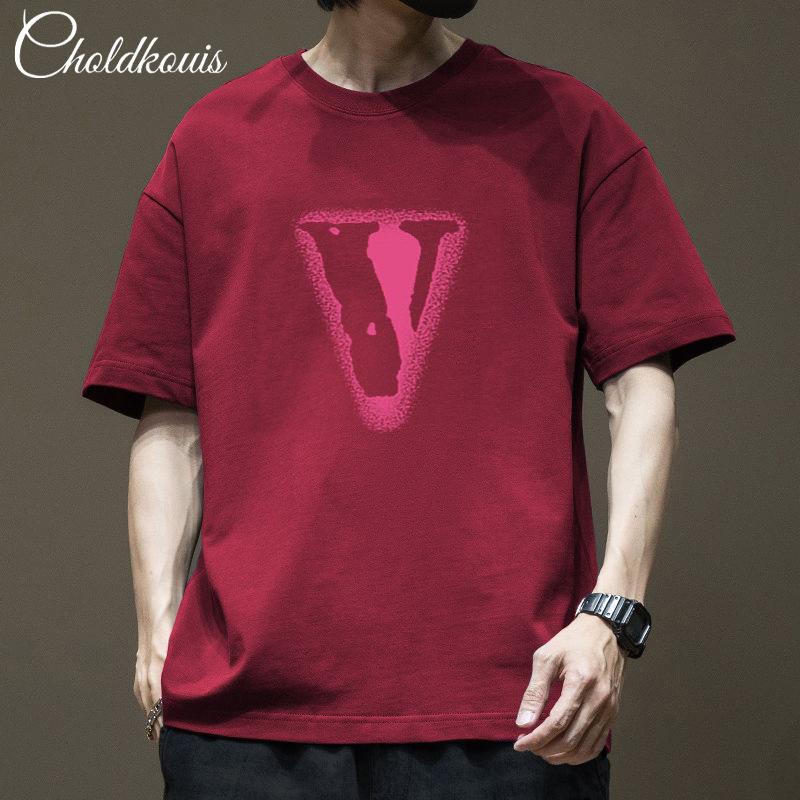 Trendy Brand Heavy-duty Pure Cotton Short Sleeved T-shirt for Men's Summer New Style Trendy Loose Half Sleeved Men's Round Neck Top