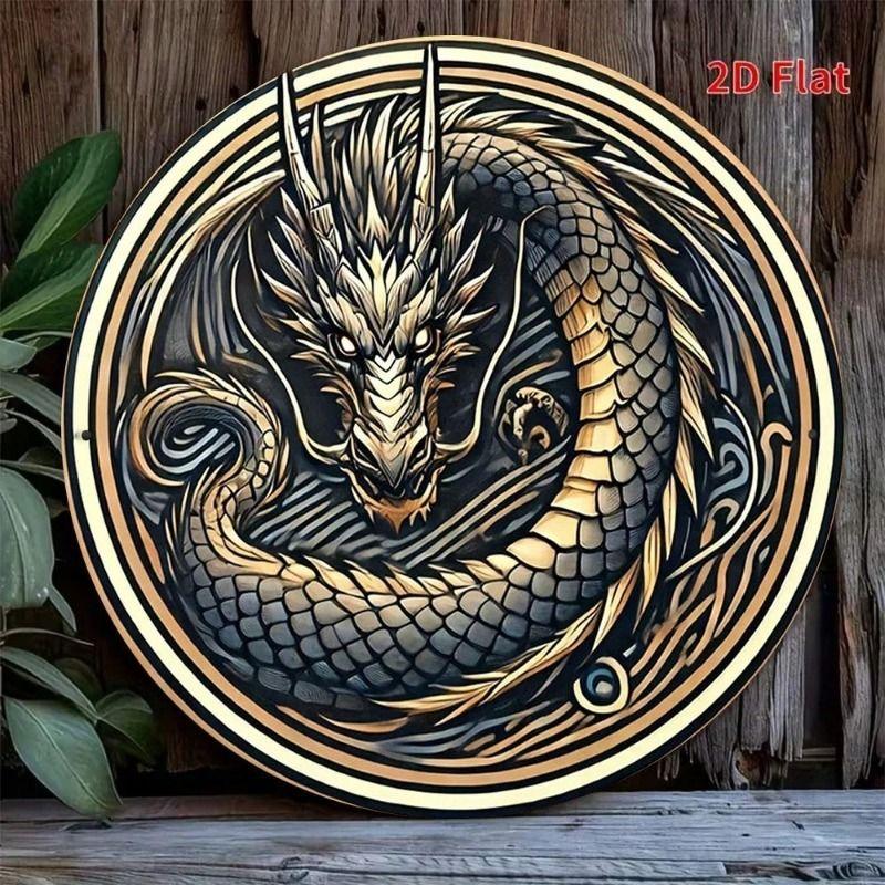 Metal Poster Wall Art Chinese Dragon Retro 88cm Living Room Decor
