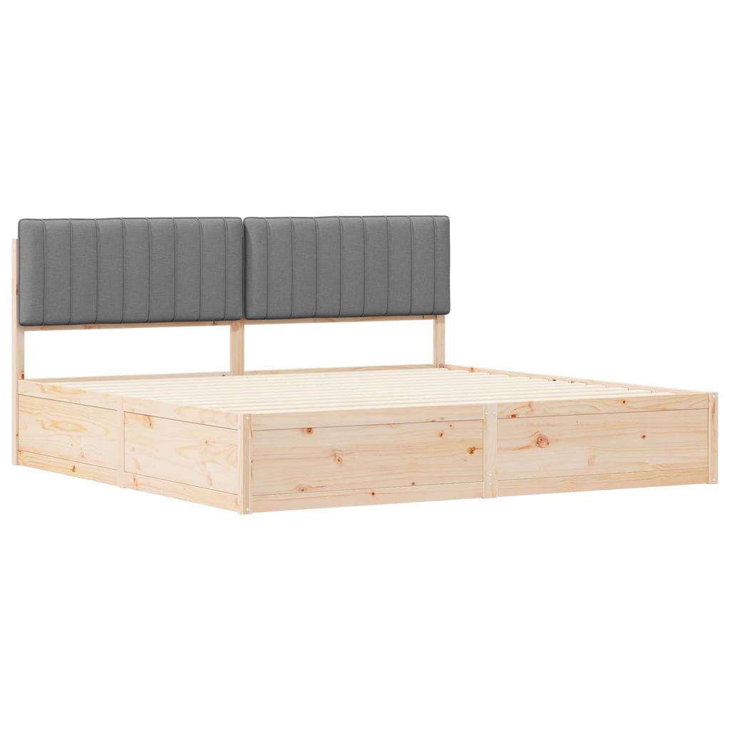 Bed Frame with Upholstered Headboard Light Grey 200 x 200 cm