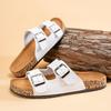 One-word drag male couple cork retro leather half drag female platform soles outdoor wear double button shoes male tide