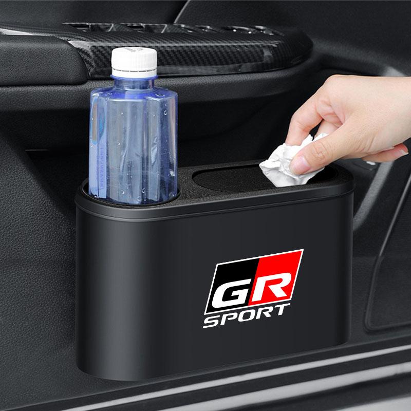 Hanging Car Trash Can Auto Emblem Garbage Box Accessories for Toyota Trd Corolla Yaris Aygo Prius CHR Camry Auris Avensis Land