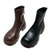 2024 High Quality Women's Shoes Ankle Women's Boots Concise Modern Boots Women Round Toe Med Heel Platform Back Zip Ladies Shoes