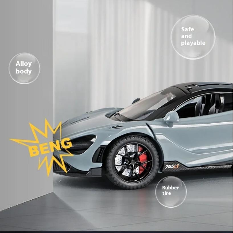 1/32 Scale Mclaren 765LT Supercar Series Metal Alloy Diecast Model Car Library Bookcase Decoration Gifts for Friend Collection Hobby