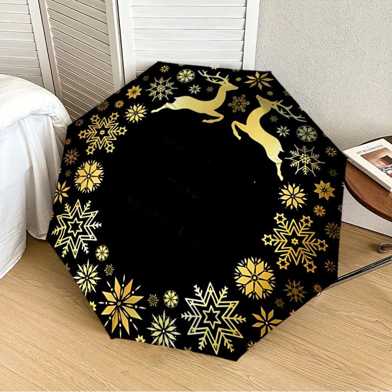 

1pc Golden Snowflakes Automatic Folding Umbrella, 8-Rib Durable Frame, Durable Foldable Design - Elegant Gift for Commute yy251210047