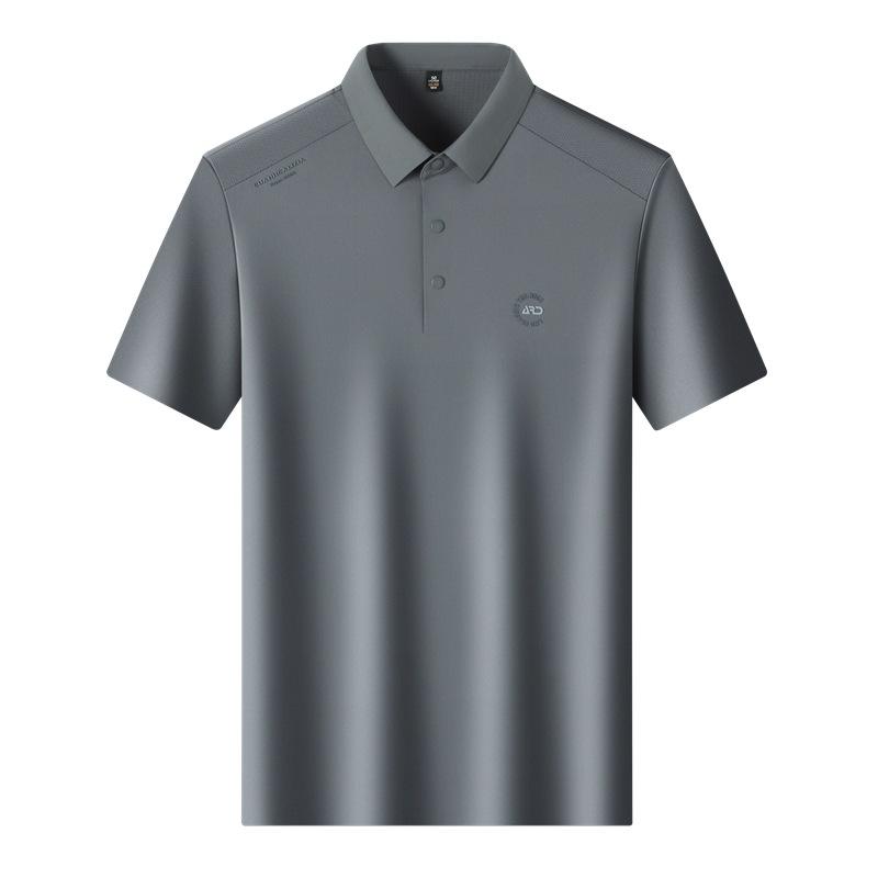 Polo Shirt Men'S Short-Sleeved Seamless Lapel-Neck Printed Business Casual T-Shirt Bottoming Shirt