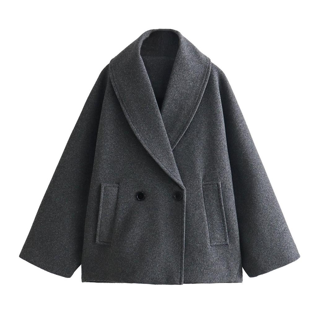 2024 Winter Women's European & American Style Fashion Casual Blend Loose Overcoat Jacket