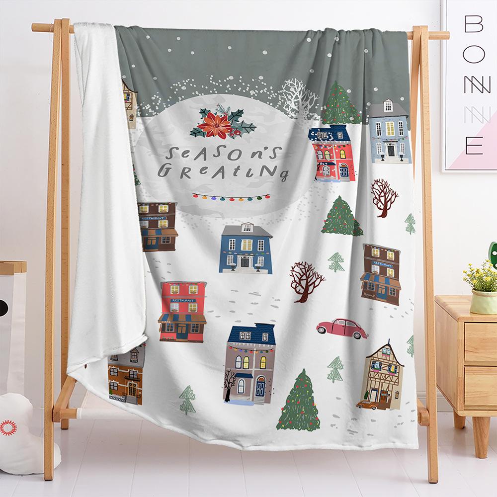 Blanket Flannel Blanket Christmas Illustration 3D Digital Printing Blanket Blanket Living Room
