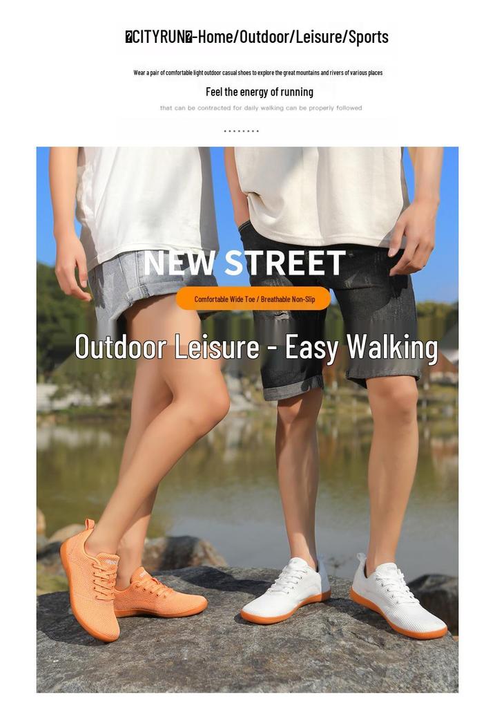 Unisex Wide-Toe Barefoot Shoes with Fly-Knit Upper and Soft Sole for Casual Walks
