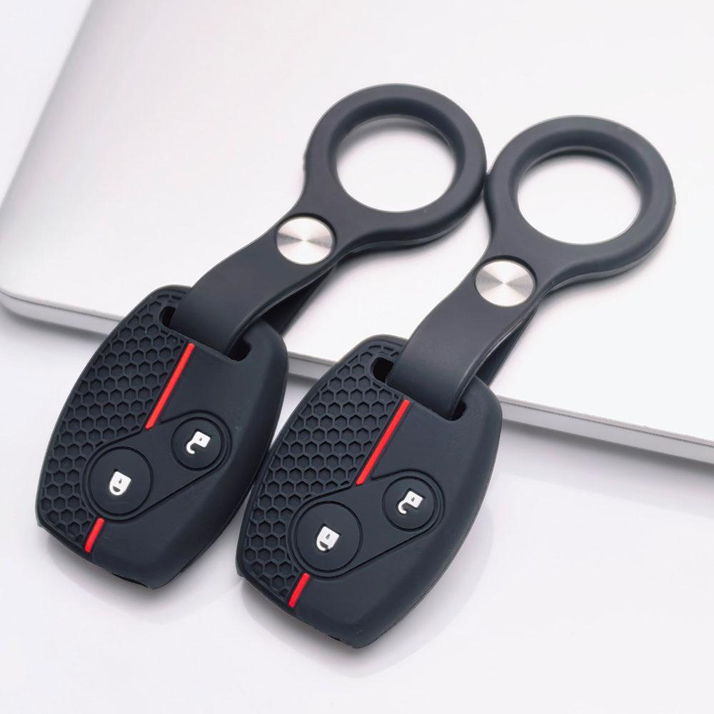 Premium Silicone Car Key Fob Cover For Honda Fit Civic Accord CRV HRV Jazz With Keychain Soft Silicone Car Interior Accessories Anti-Scratch