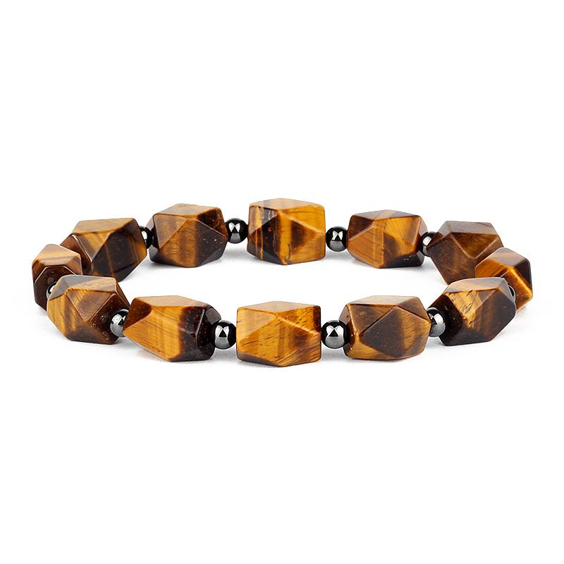 Natürlicher facettierter Tigeraugenstein Reiki-Armbänder Herren Mode Energie Hämatit-Perlen Armbänder für Frauen Seelen Schmuck Geschenk Pulsera