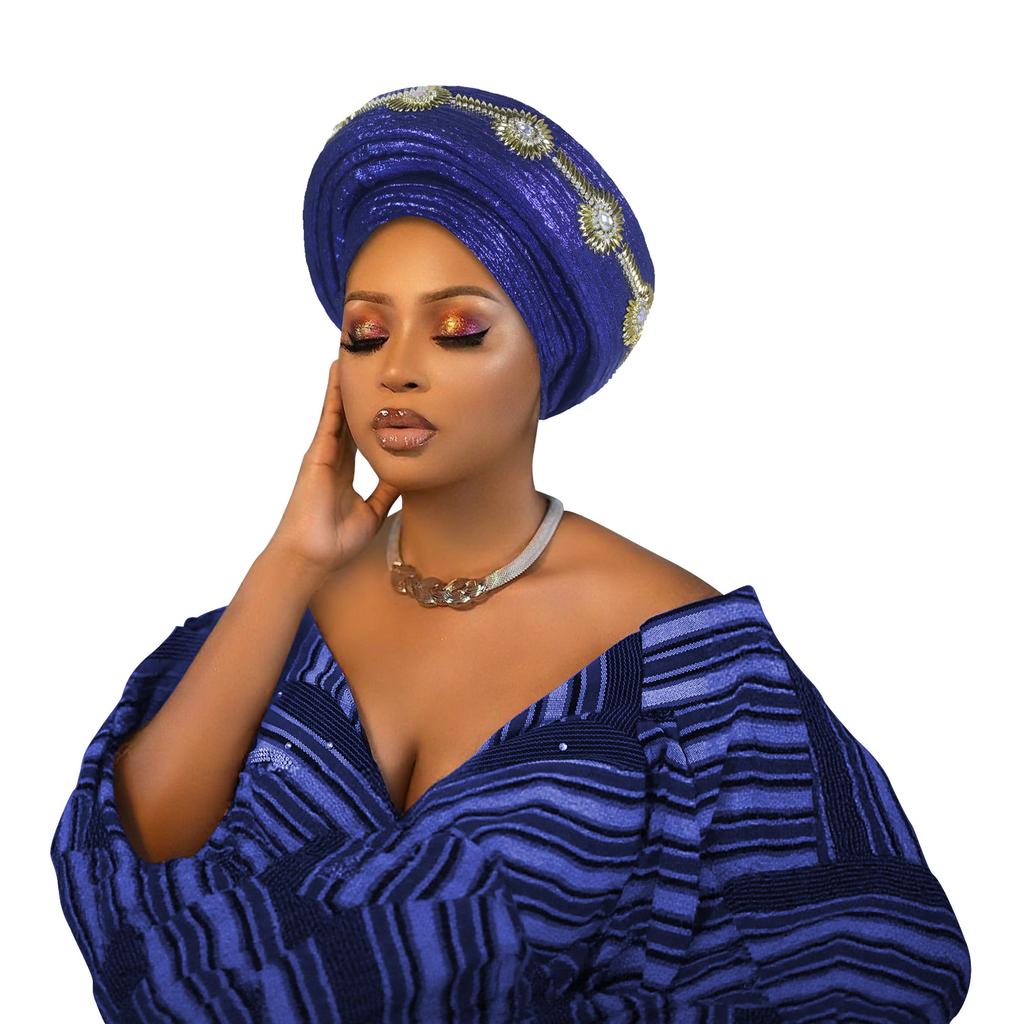 Multi Layer Turban Hat for Women Already Made Autogele Headtie African Female Head Wraps Bonnet