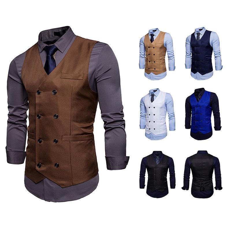 2021 Men's Double-Breasted Formal Vest Waistcoat