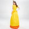 Elegante Vestito Costume da Principessa Daisy con Guanti e Copricapo per Divertimento di Halloween