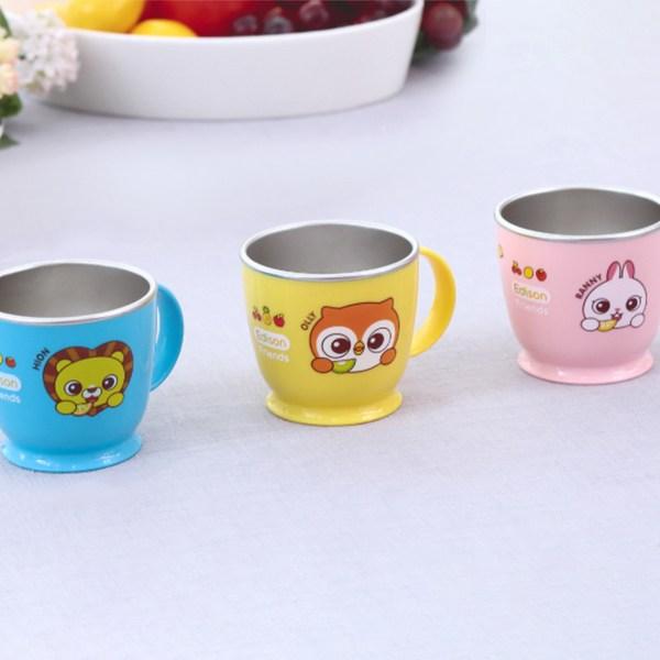 

Edison Friends 3 типа нескользящих детских чашек из нержавеющей стали, которые можно использовать одной рукой, популярные корейские товары по уходу за детьми