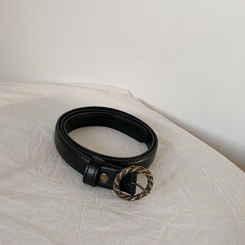 

Inspired Round Retro Buckle Pu Belt For Women In Black And Brown Ideal For Stylish Layering чорний