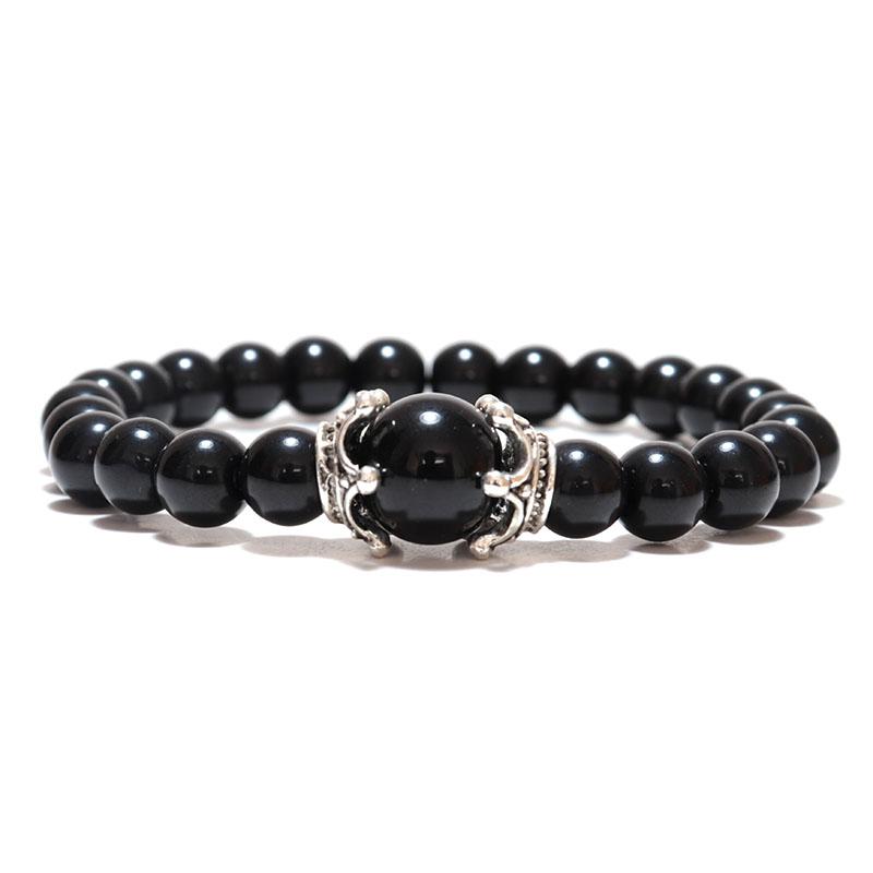 

Noter Natural Tiger eye Bracelets Men Antique Crown Braslet 8mm Obsidian Lava Stone Brazalete Male Accessories Pulseira Armband